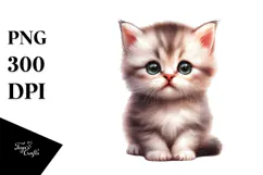 Digital Watercolor Baby Cat PNG Product Image 1
