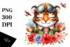 Colorful Baby Tiger in Aviator Suit | Clipart Product Image 3