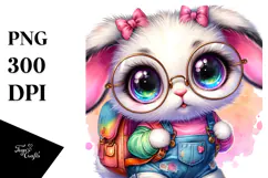 Crazy Eyes Cute Baby Bunny PNG Product Image 1