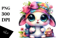 Crazy Eyes Baby Bunny in Knight's Helmet, Transparent PNG Product Image 1