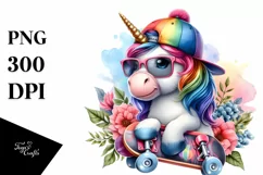 Colorful Skateboarder Unicorn PNG Product Image 3