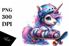 Colorful Skateboarder Unicorn PNG Product Image 3