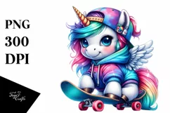 Colorful Skateboarder Unicorn PNG Product Image 3