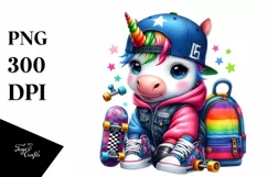 Colorful Skateboarder Unicorn PNG Product Image 3