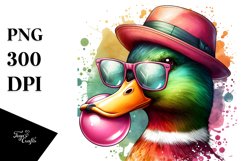 Quirky Duck Portrait Sublimation Clipart Product Image 1