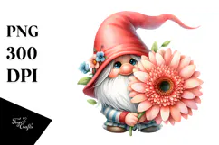 Cute Gnome with Orchid Floral Frame, PNG Product Image 1