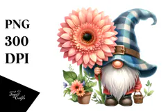 Cute Gnome with Orchid Floral Frame, PNG Product Image 1