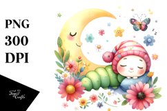 Sleeping Baby Caterpillar Clipart Product Image 3