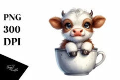 Cup Baby Highland Cow Clipart Product Image 1