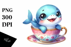 Colorful Baby Shark in Tea Cup | Clipart Product Image 3