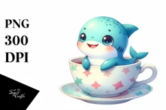 Colorful Baby Shark in Tea Cup | Clipart Product Image 3