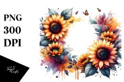 Vibrant Sunflower Floral Frame PNG Product Image 3