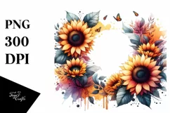 Vibrant Sunflower Floral Frame PNG Product Image 3