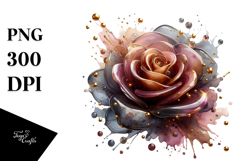 Abstract Rose Watercolor Splash PNG Product Image 1