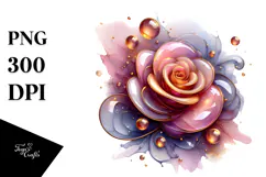 Glossy Rose Watercolor Splash PNG Product Image 1