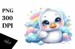 Colorful Smiling Baby Snow Goose Clipart Product Image 1