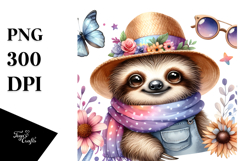 Cool Baby Sloth with Hat and Sunglasses PNG Product Image 1