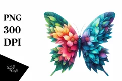 Abstract Vibrant Butterfly Flowers PNG Product Image 3