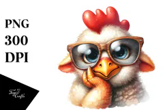 Funny Rooster Lamb Watercolor | Clipart Product Image 1