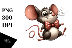 Cartoony Mouse with Bow Tie PNG Product Image 1
