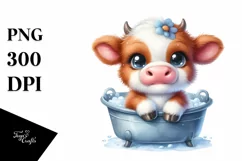 Bath Tub Baby Highland Cow Clipart Product Image 1