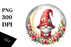 Cute Gnome with Snapdragon Floral Frame, PNG Product Image 1