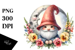 Cute Gnome with Snapdragon Floral Frame, PNG Product Image 1