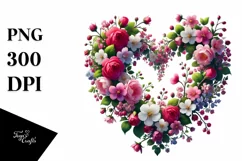 Heart Made of Spring Flowers PNG Product Image 1