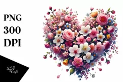 Heart Made of Spring Flowers PNG Product Image 1