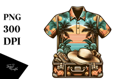 Vintage Tropical Beach Suitcase, PNG Product Image 1