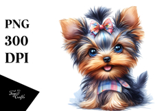 Cute Baby Yorkshire Terrier with Big Eyes, PNG Product Image 1