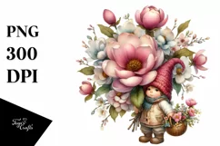 Detailed Gnome Magnolia Flower | Sublimation | Clipart Product Image 1
