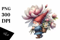 Detailed Gnome Magnolia Flower | Sublimation | Clipart Product Image 1