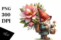 Detailed Gnome Magnolia Flower | Sublimation | Clipart Product Image 1