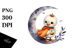 Cute Baby Swan on Moon for Halloween PNG Product Image 1