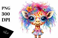Summer Giraffe with Crazy Eyes, Transparent PNG Product Image 1