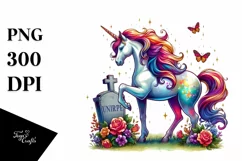 Vibrant Unicorn Watercolor Drawing | Clipart Product Image 1