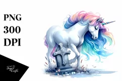 Vibrant Unicorn Watercolor Drawing | Clipart Product Image 1