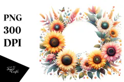 Sunflower Watercolor Horizontal Frame PNG Product Image 1