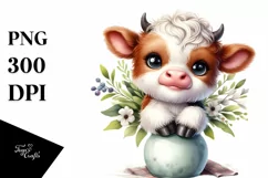 Vase Baby Highland Cow Clipart Product Image 1