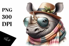 Funny Cute Rhino Scarf Sunglasses | Sublimation Clipart Product Image 1