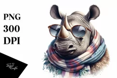 Funny Cute Rhino Portrait Smiling | Sublimation Clipart Product Image 3