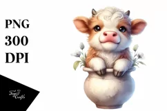 Vase Baby Highland Cow Clipart Product Image 3