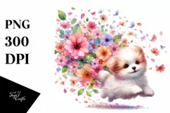 Tumbling Dog Flower Petals Wind Clipart Product Image 3