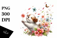 Tumbling Dog Flower Petals Wind Clipart Product Image 3