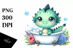 Cute Watercolor Baby Dragon Clipart Product Image 3