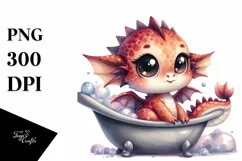 Cute Watercolor Baby Dragon Clipart Product Image 3