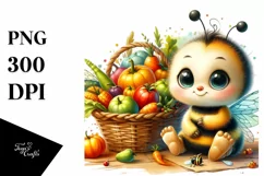 Quirky Baby Bee Holding Basket | Sublimation | Clipart Product Image 3
