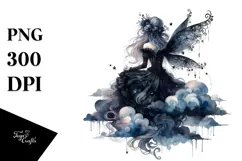 Creative Gothic Fairy on Cloud, PNG Product Image 1