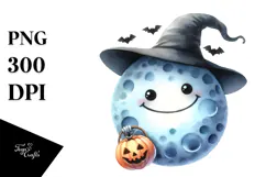 Funny Halloween Clipart with Moon PNG Product Image 1
